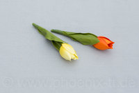 Tulpenpick m/Blättern, L=16 cm, gelb/orange
