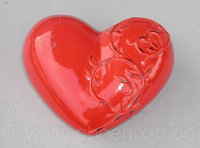 Relief-Herz glasiert, D=15 cm, rot